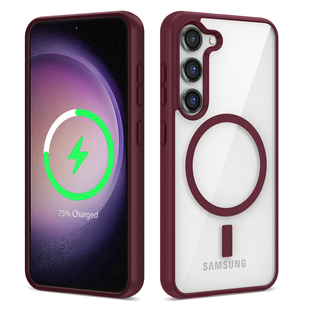 Galaxy S23 Kılıf M-safe Wireless Şarj Özellikli Silikon Zore Ege Kapak Koyu Kırmızı