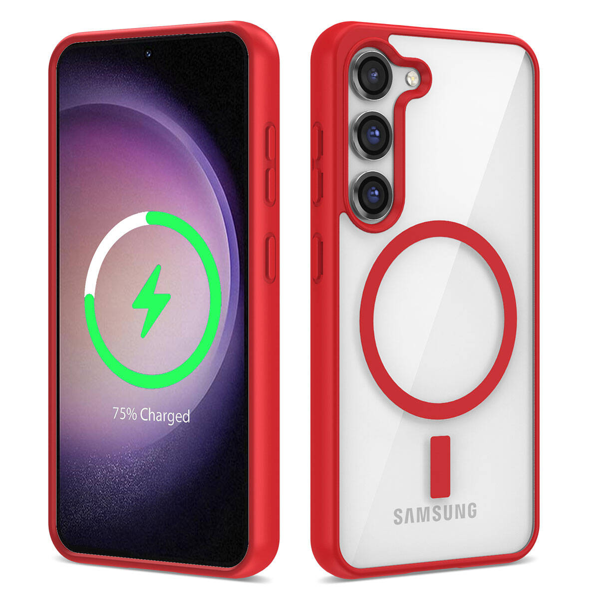 Galaxy S23 Kılıf M-safe Wireless Şarj Özellikli Silikon Zore Ege Kapak Kırmızı