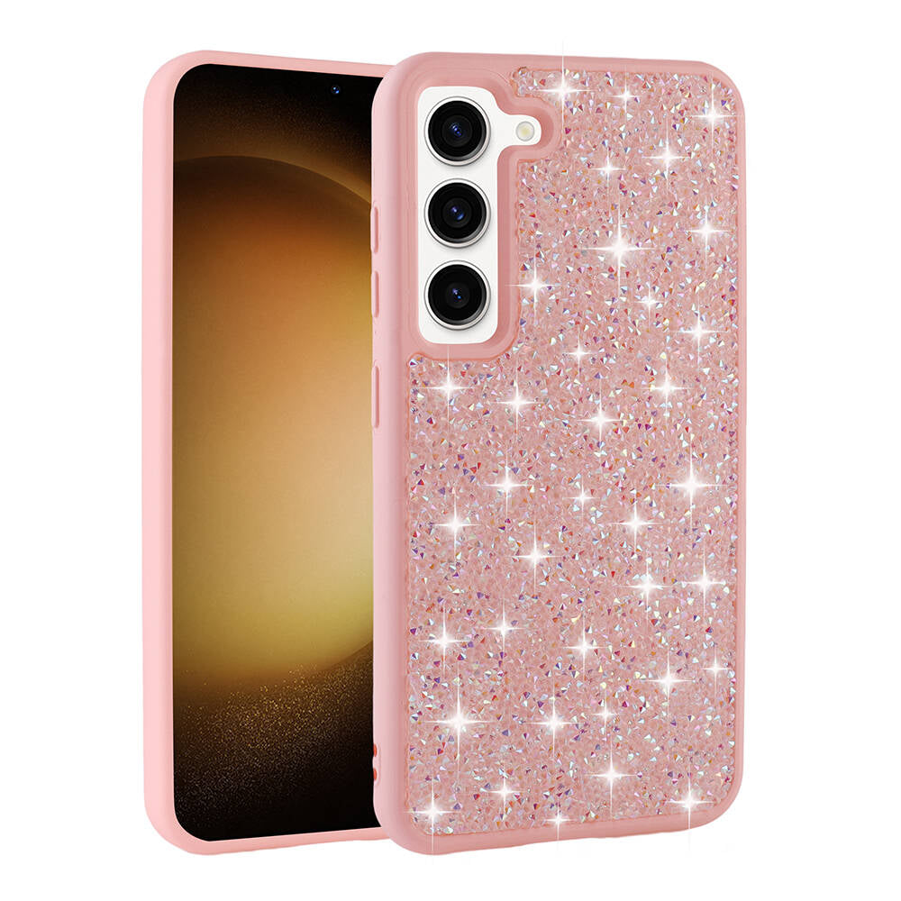 Galaxy S23 Kılıf Parlak Taşlı Tasarım Zore Pırlanta Kapak Lila