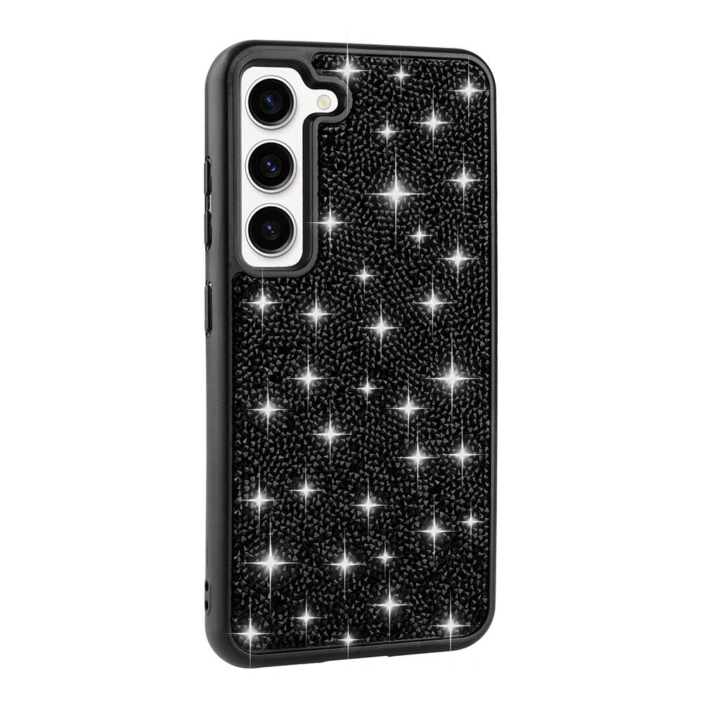 Galaxy S23 Kılıf Parlak Taşlı Tasarım Zore Pırlanta Kapak Siyah