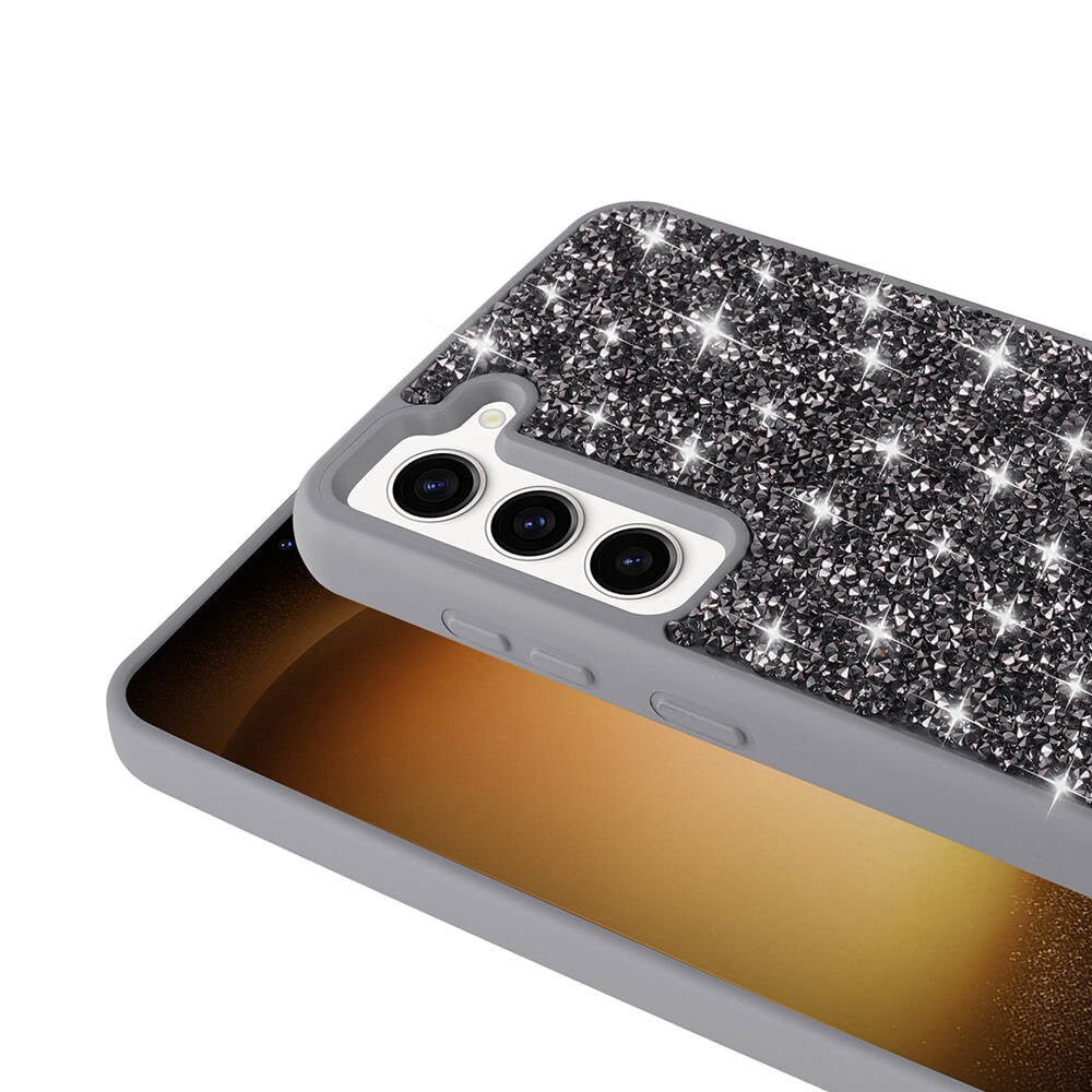 Galaxy S23 Kılıf Parlak Taşlı Tasarım Zore Pırlanta Kapak Beyaz