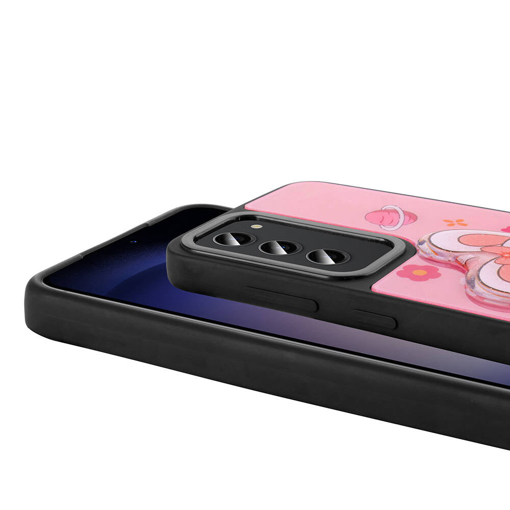 Galaxy S23 Kılıf Parlayan Kabartmalı İkonik Figürlü Zore Amas Silikon Kapak Beyaz
