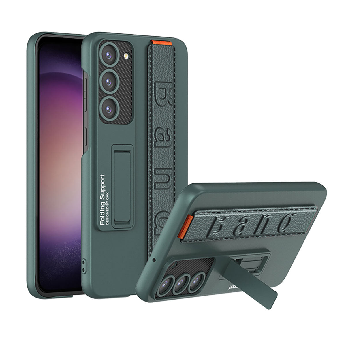 Galaxy S23 Kılıf Standlı El Tutacaklı Zore Band Kapak Koyu Yeşil