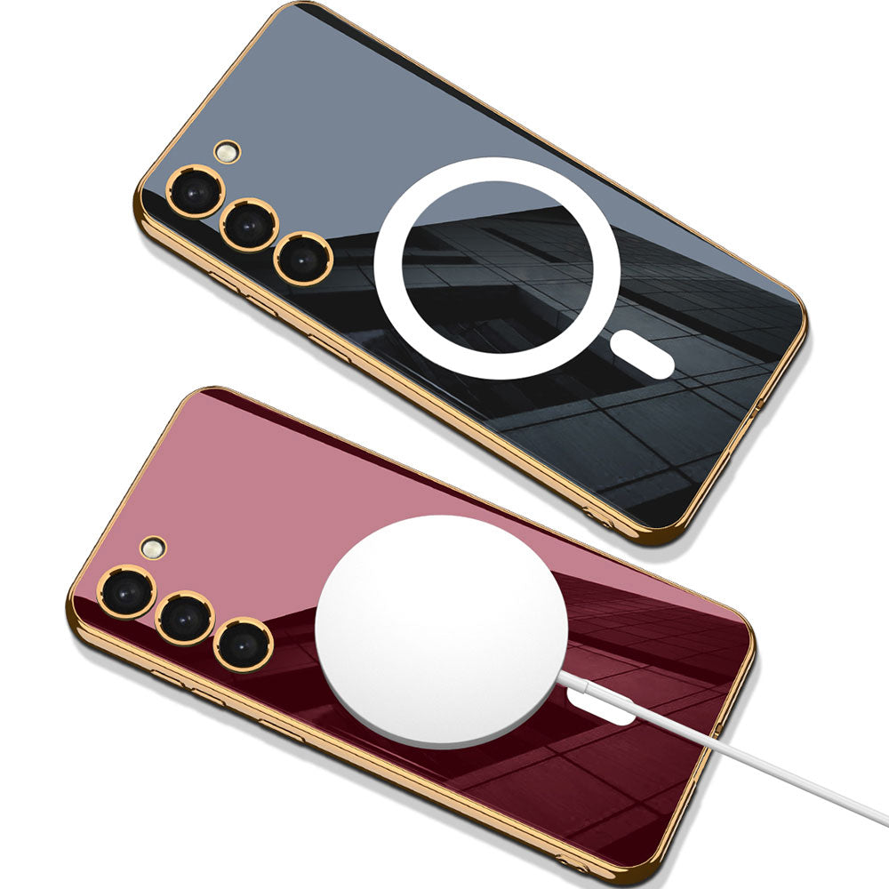 Galaxy S23 Kılıf Wireless Şarj Özellikli Kenarları Elektroplating Kaplama Aynalı Zore Kent Kapak Yeşil