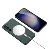 Galaxy S23 Kılıf Wireless Şarj Özellikli Zore Kıpta M-safe Silikon Kapak Yeşil