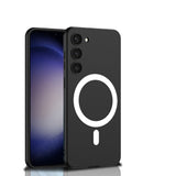 Galaxy S23 Kılıf Wireless Şarj Özellikli Zore Kıpta M-safe Silikon Kapak Siyah
