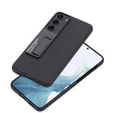 Galaxy S23 Kılıf Zore Kıpta Standlı Kapak Siyah Karbon