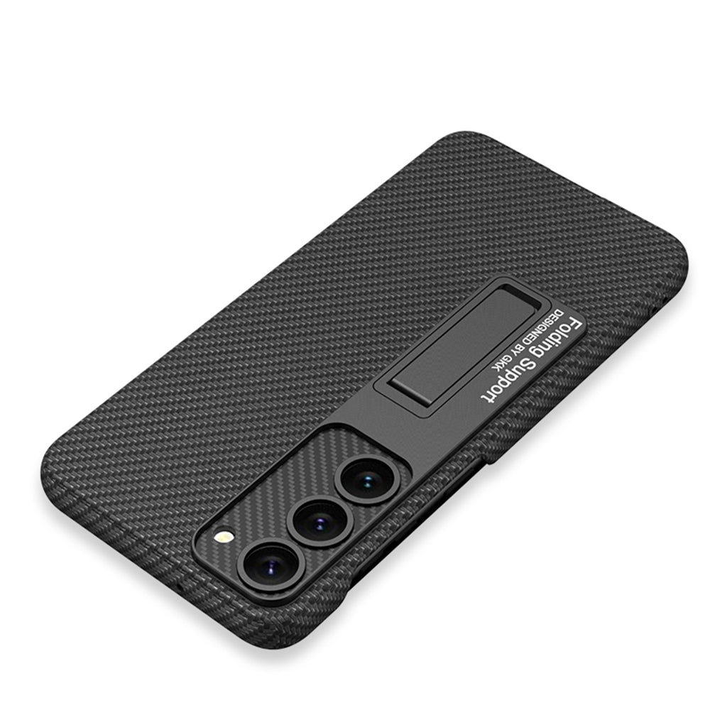 Galaxy S23 Kılıf Zore Kıpta Standlı Kapak Siyah Karbon