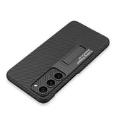Galaxy S23 Kılıf Zore Kıpta Standlı Kapak Siyah Litchi