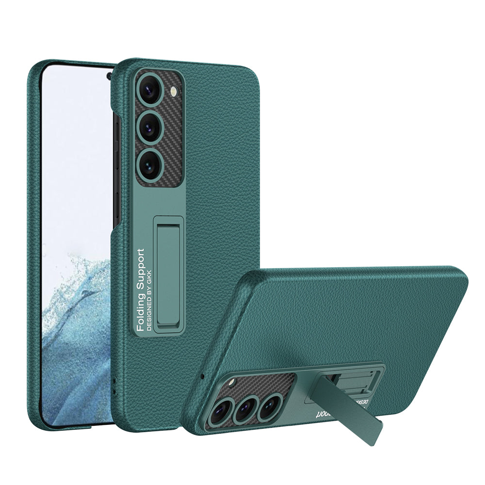 Galaxy S23 Kılıf Zore Kıpta Standlı Kapak Koyu Yeşil