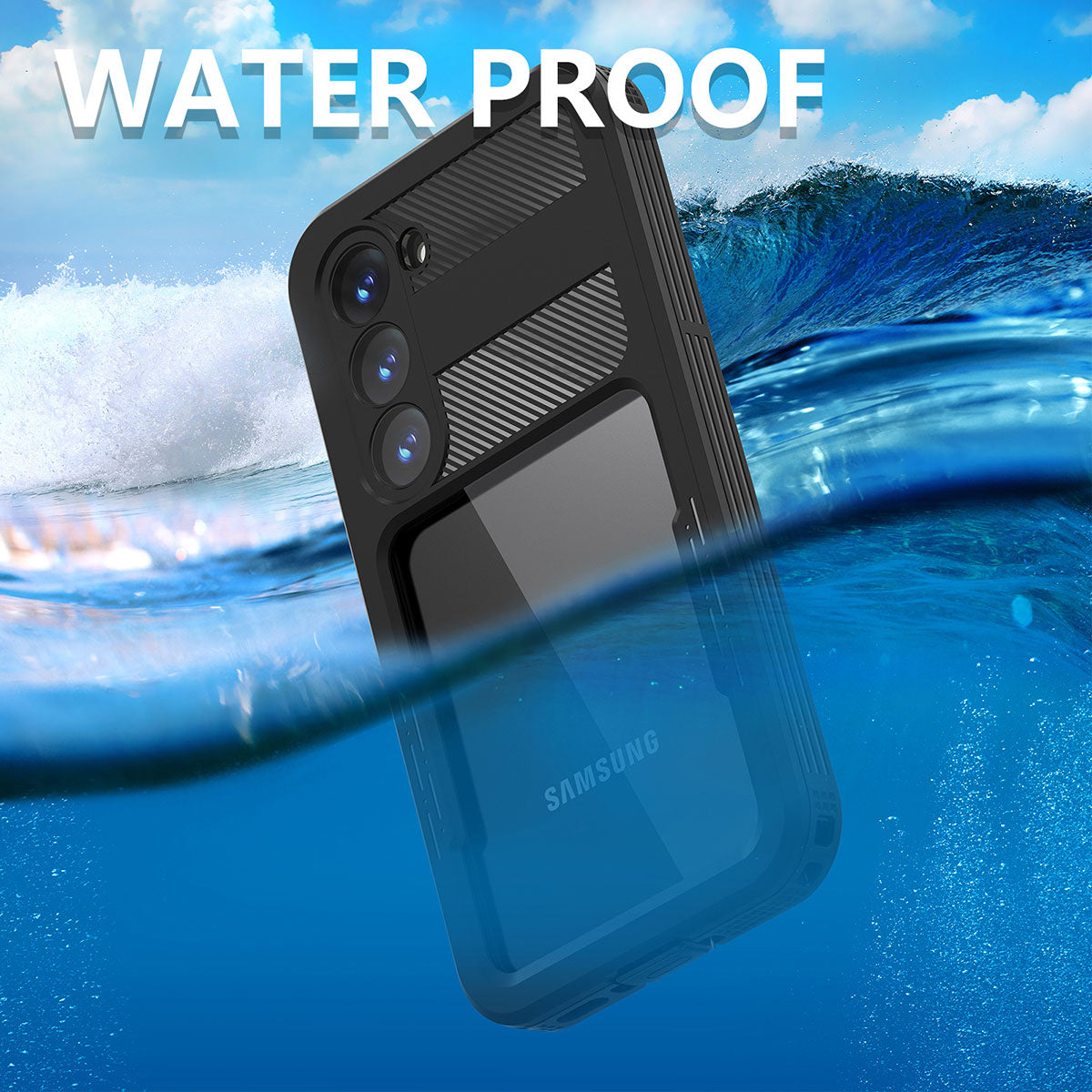 Galaxy S23 Plus Kılıf 1-1 Su Geçirmez Kılıf Siyah