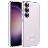 Galaxy S23 Plus Kılıf Kamera Korumalı Logo Gösteren Zore Omega Kapak Gümüş