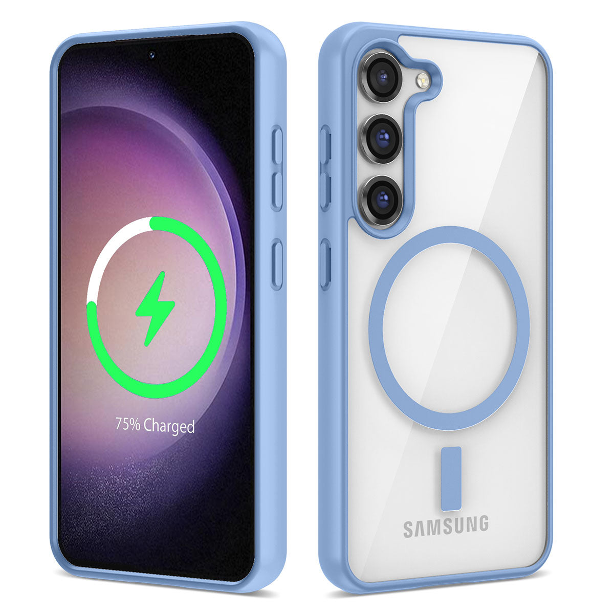 Galaxy S23 Plus Kılıf M-safe Wireless Şarj Özellikli Silikon Zore Ege Kapak Mavi