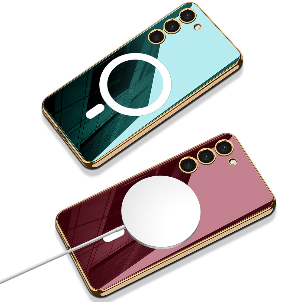 Galaxy S23 Plus Kılıf Wireless Şarj Özellikli Kenarları Elektroplating Kaplama Aynalı Zore Kent Kapak Siyah