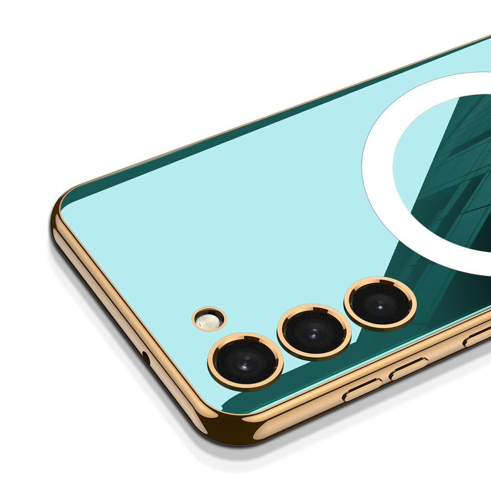 Galaxy S23 Plus Kılıf Wireless Şarj Özellikli Kenarları Elektroplating Kaplama Aynalı Zore Kent Kapak Siyah