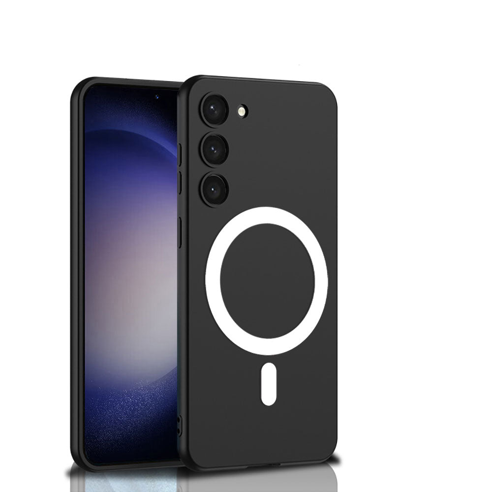 Galaxy S23 Plus Kılıf Wireless Şarj Özellikli Zore Kıpta M-safe Silikon Kapak Siyah