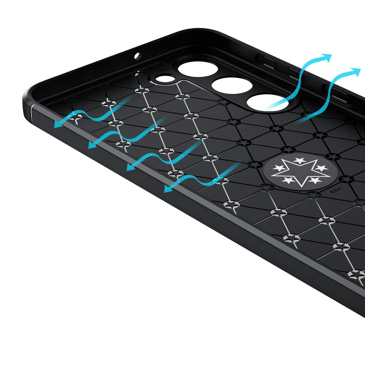 Galaxy S23 Plus Kılıf Zore Ravel Silikon Kapak Siyah-Mavi