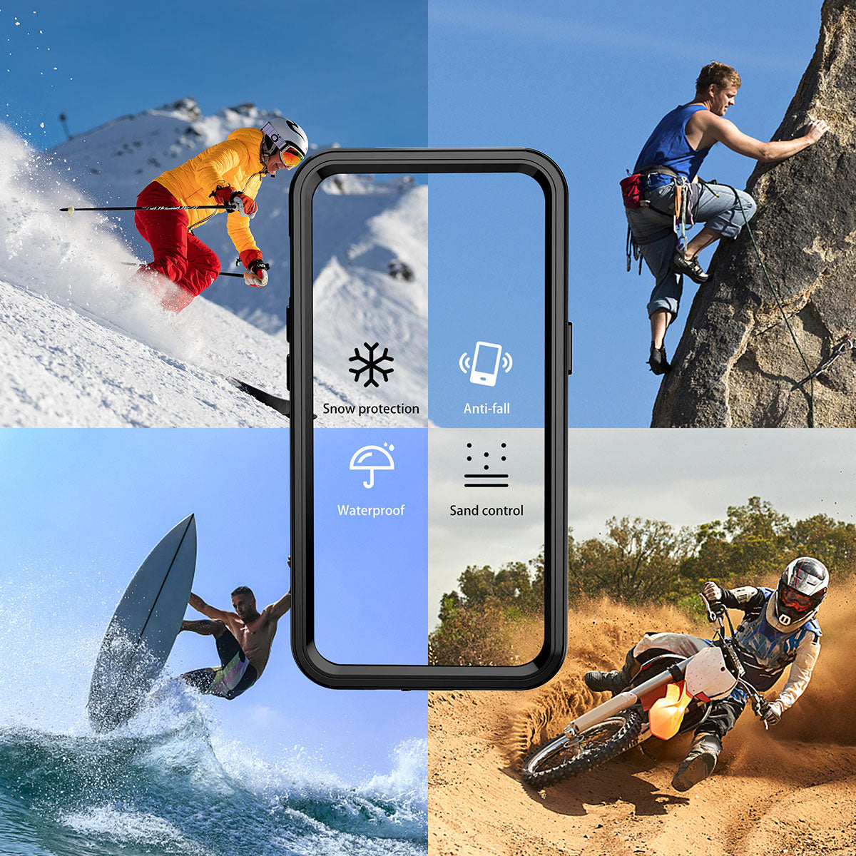 Galaxy S23 Ultra Kılıf 1-1 Su Geçirmez Kılıf Siyah