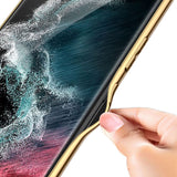 Galaxy S23 Ultra Kılıf Deri Görünümlü Kenarları Elektroplating Kaplama Zore Fizyon Kapak Koyu Yeşil