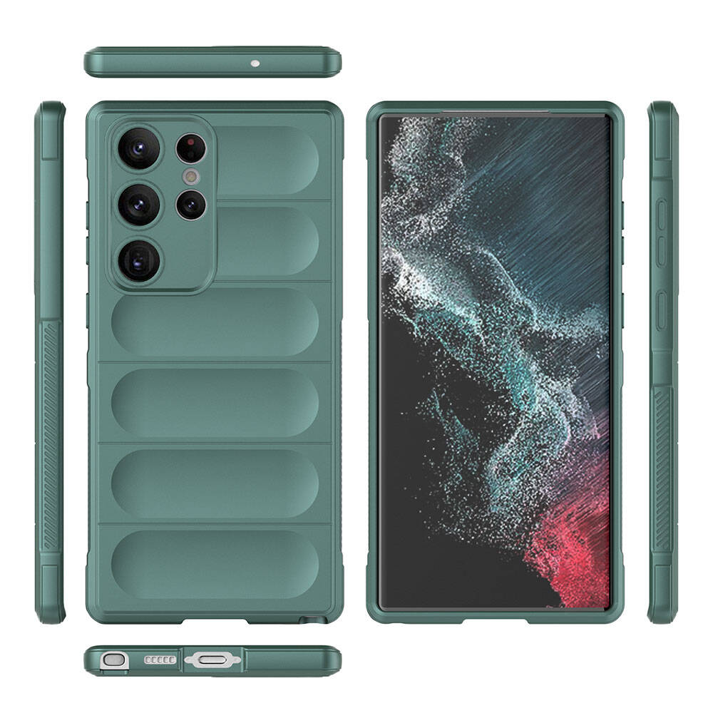 Galaxy S23 Ultra Kılıf Esnek TPU Oyuklu Arka Yüzey Tasarımlı Zore Etnik Silikon Kapak Lacivert