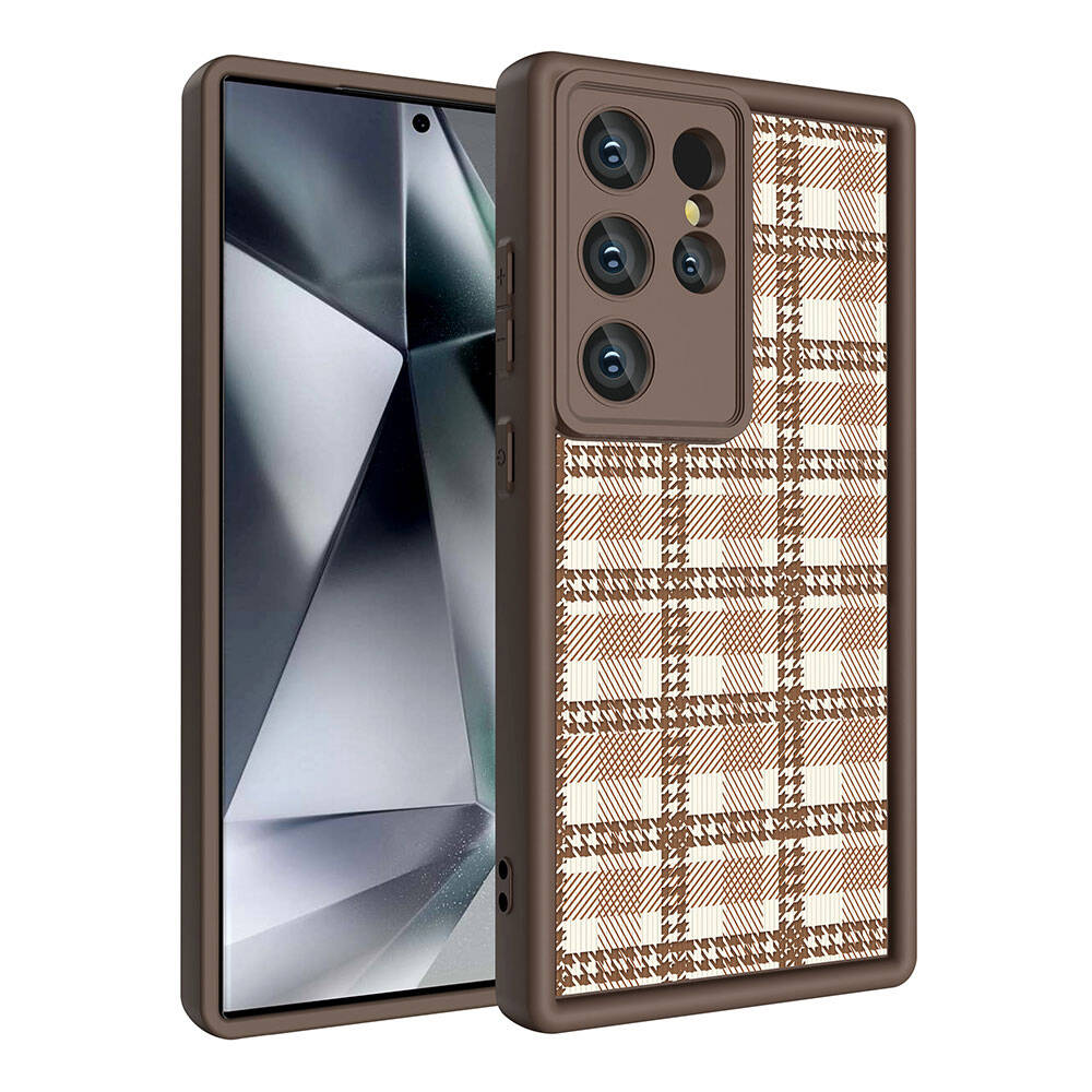 Galaxy S23 Ultra Kılıf Kamera Korumalı Baskılı Arka Yüzey Zore Klas Kapak Koyu Kahve