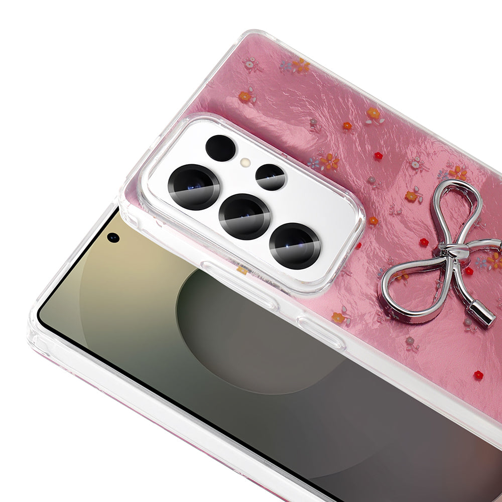 Galaxy S23 Ultra Kılıf Kamera Korumalı Figürlü Zore Ponti Silikon Kapak Açık Pembe