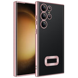 Galaxy S23 Ultra Kılıf Kamera Korumalı Logo Gösteren Zore Omega Kapak Rose Gold