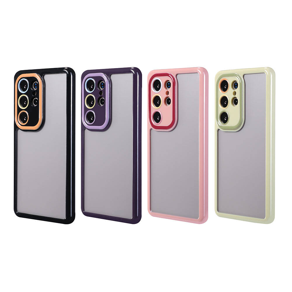 Galaxy S23 Ultra Kılıf Kamera Korumalı Renkli Kenar ve Çerçeve Tasarımlı Zore Vitamin Kapak Derin Mor