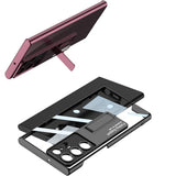 Galaxy S23 Ultra Kılıf Kamera Korumalı Şeffaf Tasarımlı Zore Lego Standlı Kapak Mavi
