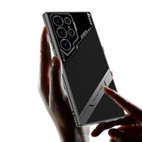 Galaxy S23 Ultra Kılıf Kamera Korumalı Suni Deri Tasarım Zore Yeni Seri Procase Kapak Titanyum-Gri