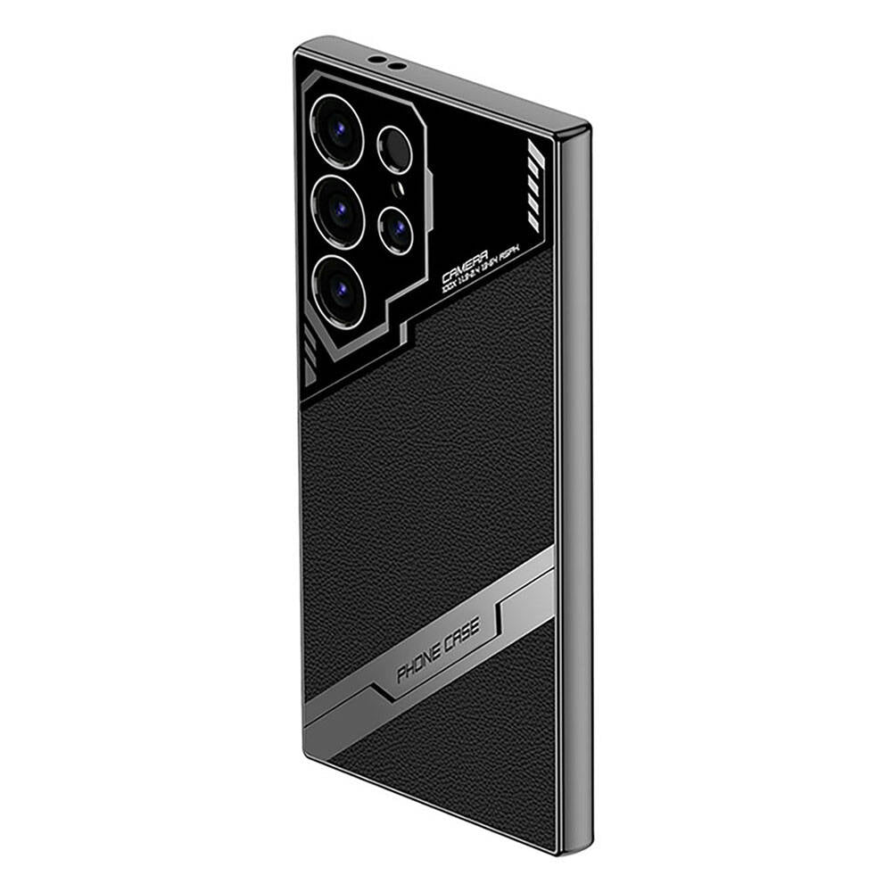 Galaxy S23 Ultra Kılıf Kamera Korumalı Suni Deri Tasarım Zore Yeni Seri Procase Kapak Titanyum-Gri
