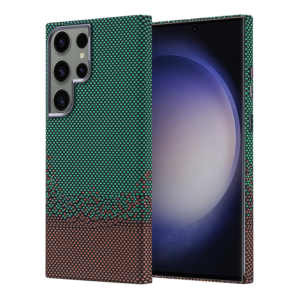 Galaxy S23 Ultra Kılıf M-safe Şarj Özellikli Karbon Fiber Görünümlü Zore Nekst Kapak Gri-Siyah