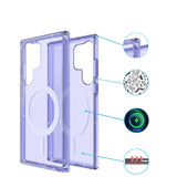 Galaxy S23 Ultra Kılıf M-safe Şarj Özellikli Parlayan Simli Saydam Renkli Zore Allstar Kapak Şeffaf