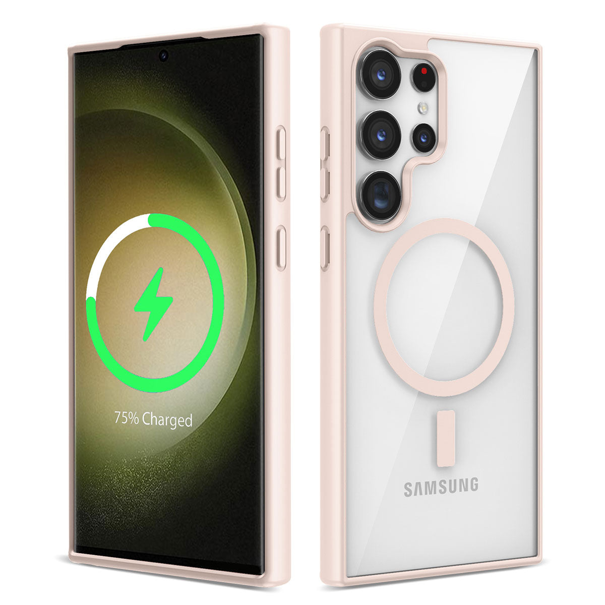Galaxy S23 Ultra Kılıf M-safe Wireless Şarj Özellikli Silikon Zore Ege Kapak Pembe