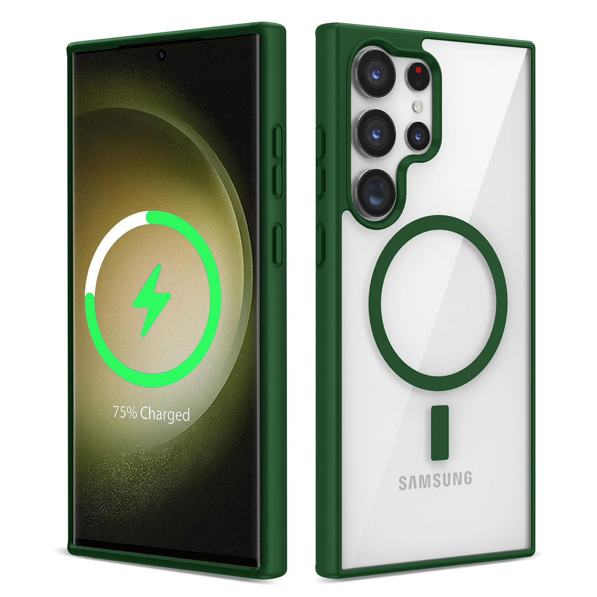 Galaxy S23 Ultra Kılıf M-safe Wireless Şarj Özellikli Silikon Zore Ege Kapak Yeşil