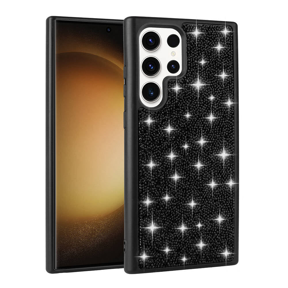 Galaxy S23 Ultra Kılıf Parlak Taşlı Tasarım Zore Pırlanta Kapak Siyah