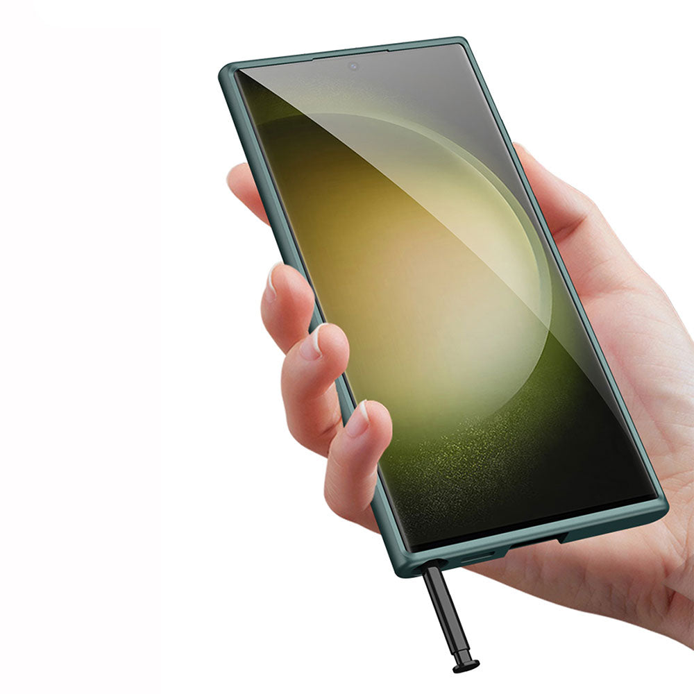 Galaxy S23 Ultra Kılıf Wireless Şarj Özellikli Zore Kıpta M-safe Silikon Kapak Koyu Kırmızı