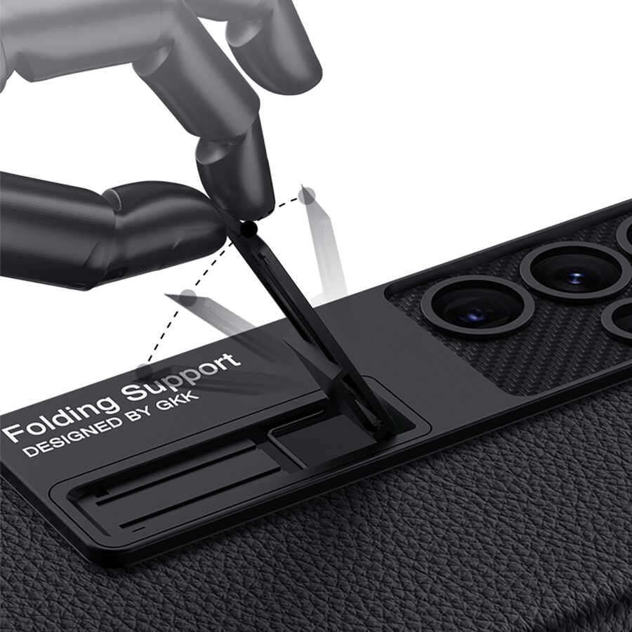 Galaxy S23 Ultra Kılıf Zore Kıpta Standlı Kapak Koyu Mor