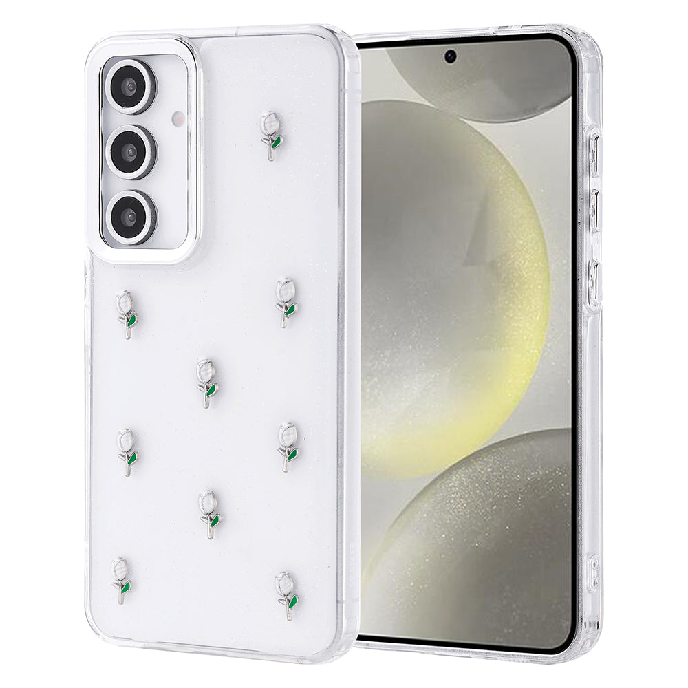 Galaxy S24 FE Kılıf Airbag Tasarımlı Simli Şeffaf Zore Kutup Kapak Kiraz