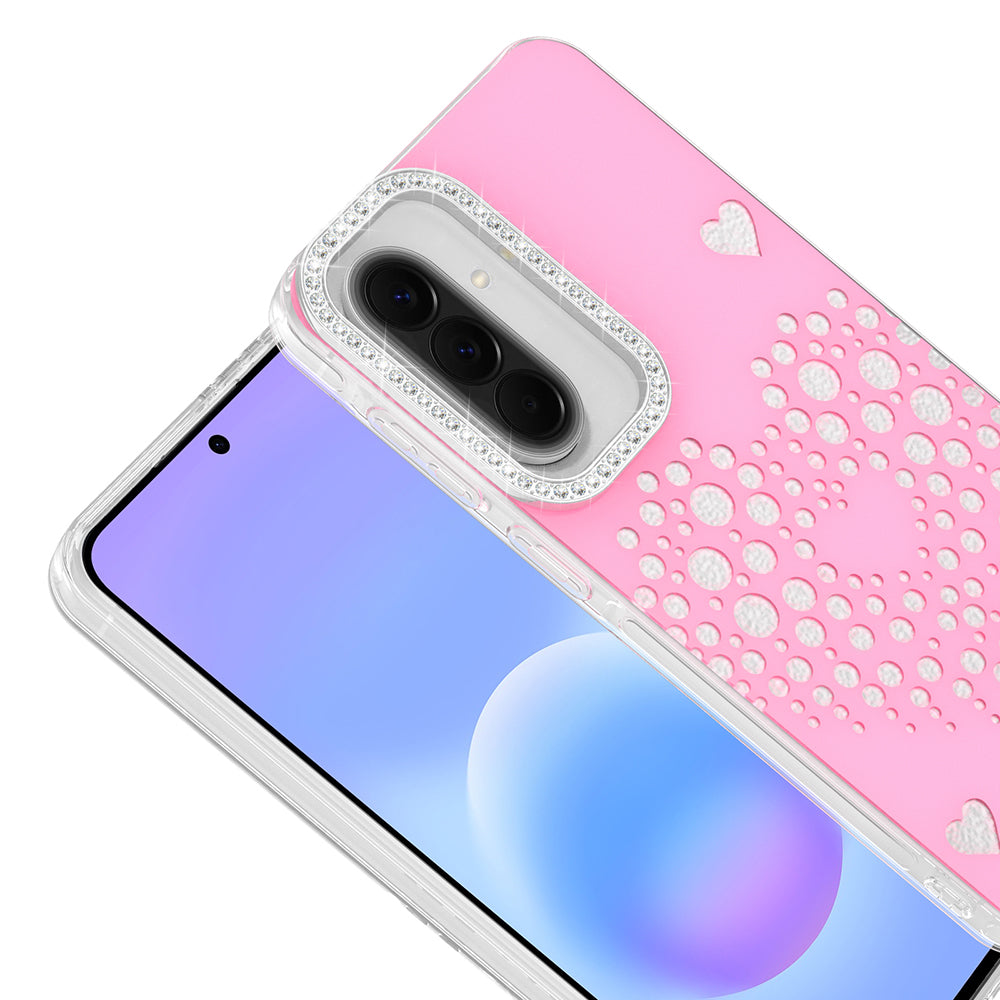 Galaxy S24 FE Kılıf Damla Taşlı Zore Rivas Sert PC Kapak Pembe