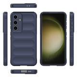 Galaxy S24 FE Kılıf Esnek TPU Oyuklu Arka Yüzey Tasarımlı Zore Etnik Silikon Kapak Lacivert