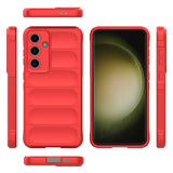 Galaxy S24 FE Kılıf Esnek TPU Oyuklu Arka Yüzey Tasarımlı Zore Etnik Silikon Kapak Koyu Yeşil