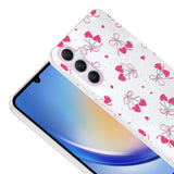 Galaxy S24 FE Kılıf Kamera Korumalı Desenli Zore Klip Kapak Kalpli Kiraz