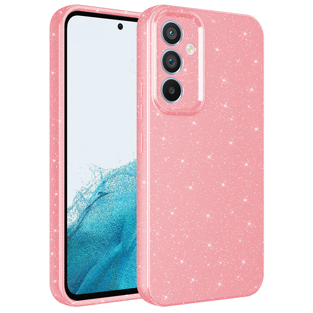 Galaxy S24 FE Kılıf Kamera Korumalı Simli Lüks Zore Koton Kapak Açık Pembe