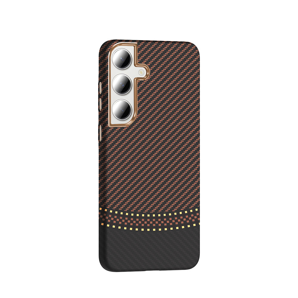 Galaxy S24 FE Kılıf M-safe Şarj Özellikli Karbon Fiber Görünümlü Zore Gros Kapak Lacivert