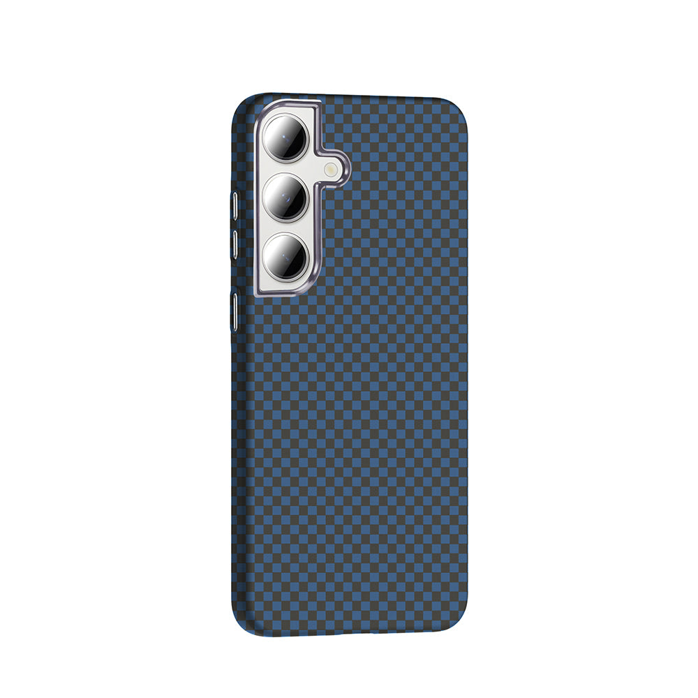 Galaxy S24 FE Kılıf M-safe Şarj Özellikli Karbon Fiber Görünümlü Zore Gros Kapak Lacivert