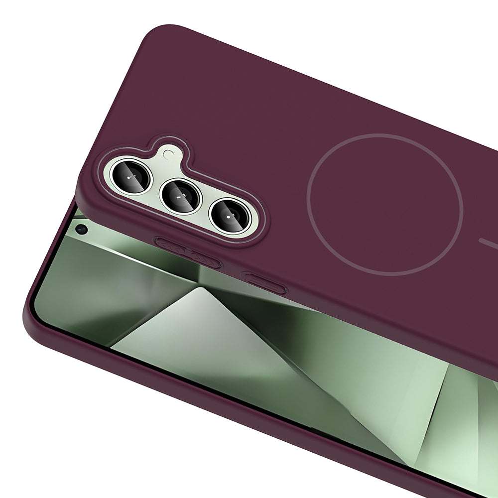Galaxy S24 FE Kılıf M-safe Şarj Özellikli Zore Ruby Sert Kapak Desert Titanyum