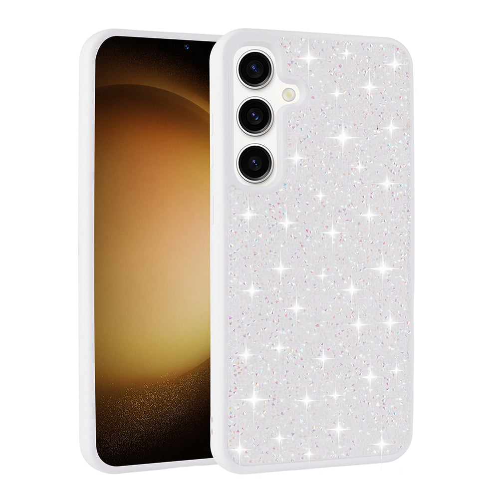 Galaxy S24 FE Kılıf Parlak Taşlı Tasarım Zore Pırlanta Kapak Beyaz
