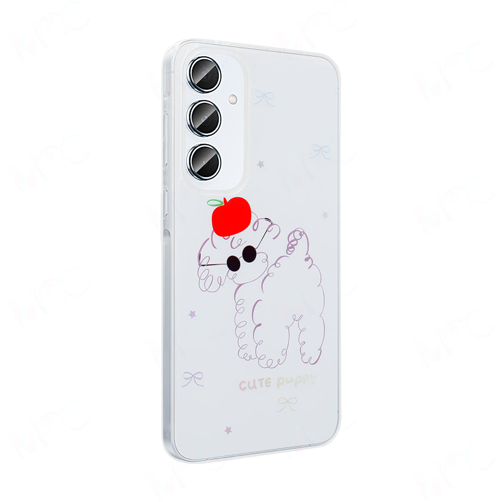 Galaxy S24 FE Kılıf Şeffaf Figürlü Zore Folk Sert Kapak Sevimli Köpek