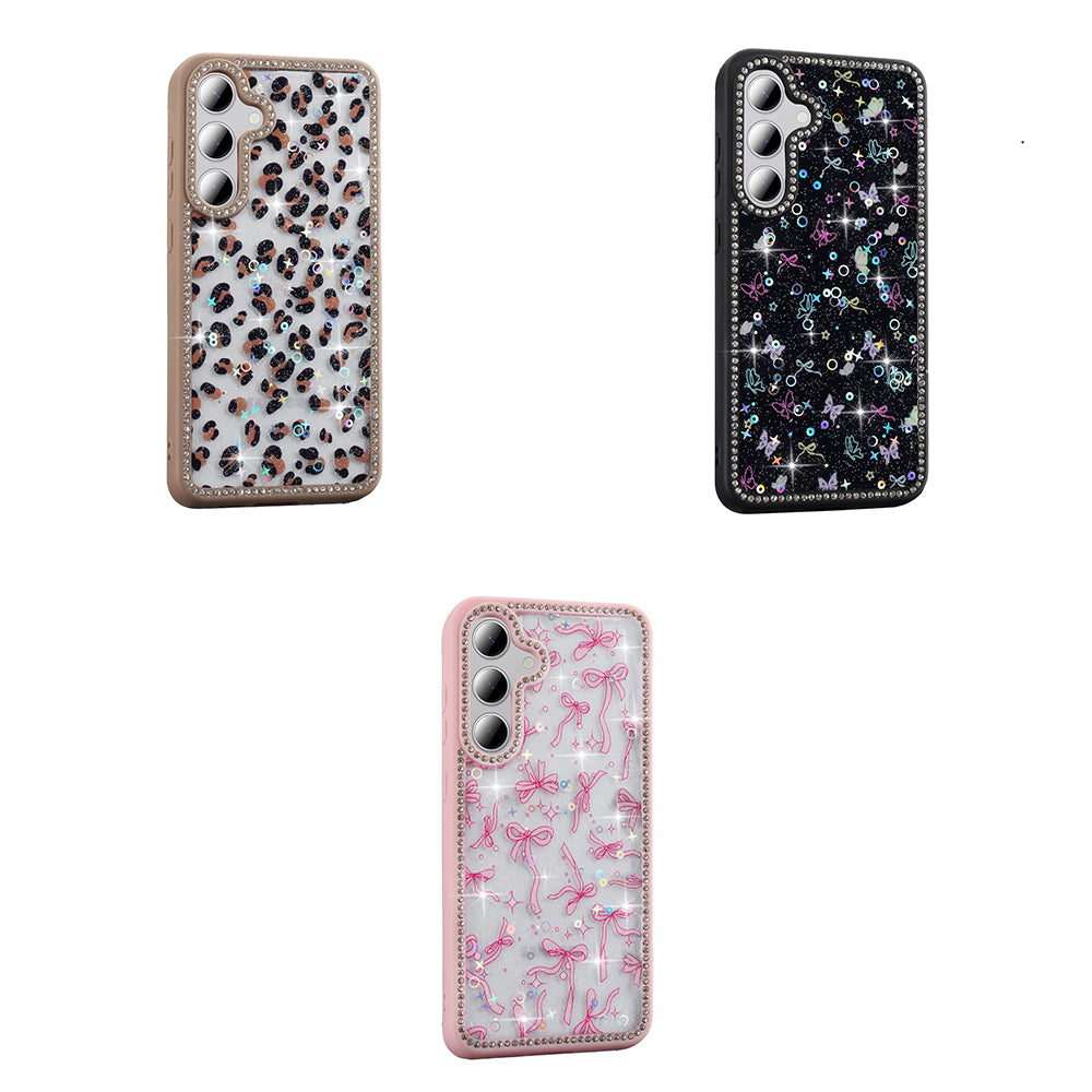 Galaxy S24 FE Kılıf Taşlı ve Simli Tasarım Zore Azra Kapak Siyah